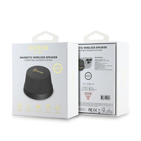 Guess Magnetic Script Metal Logo - Głośnik Bluetooth V5.3 (czarny)