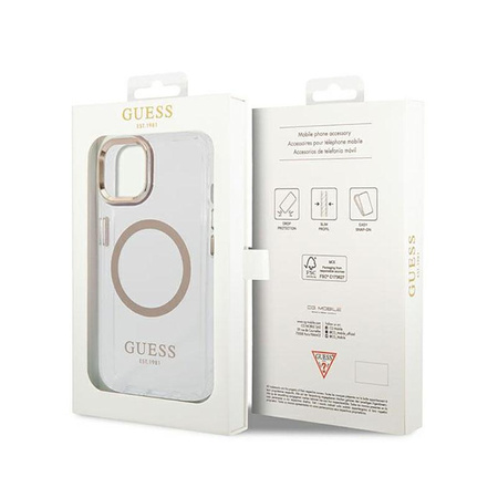 Guess Metal Outline Magsafe - Etui iPhone 14 (przezroczysty)