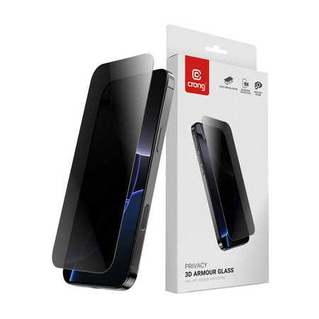 Crong Privacy 3D Armour Glass - Hartowane szkło prywatyzujące iPhone 17 / iPhone 17 Pro / iPhone 16 Pro