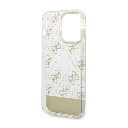 Guess 4G Stripe Script Logo Electroplated Pattern – Etui iPhone 14 Pro (złoty)