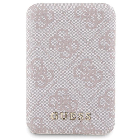 Guess Bundle Pack MagSafe 4G Metal Gold Logo - Zestaw etui + Power Bank 5000mAh MagSafe iPhone 15 (różowy)