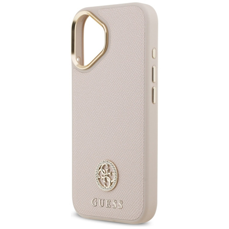 Guess Grained Strass Logo MagSafe - Etui iPhone 17 (różowy)