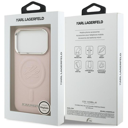 Karl Lagerfeld Initial & Metal Logo MagSafe - Etui iPhone 17 Pro (różowy)