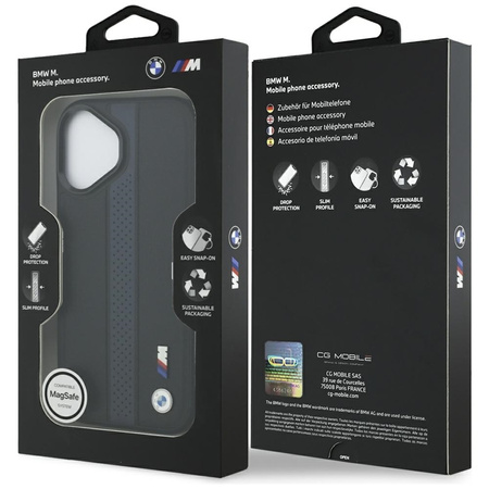 BMW M Perforated Stripe Logo MagSafe - Etui iPhone 17 (niebieski)