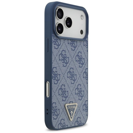 Guess Leather 4G Triangle Strass MagSafe - Etui iPhone 17 Pro Max (niebieski)