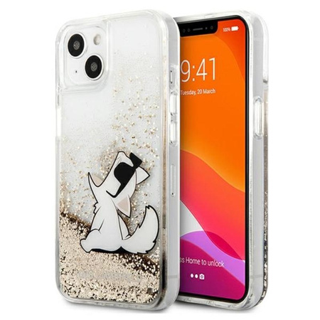 Karl Lagerfeld Liquid Glitter Choupette Fun - Etui iPhone 13 Mini (złoty)