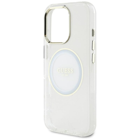 Guess IML Metal Colored Circle Classic Logo MagSafe - Etui do iPhone 16 Pro (biały)