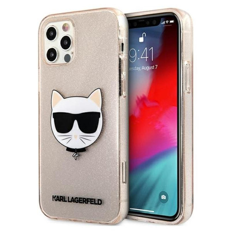 Karl Lagerfeld Choupette Head Glitter - Etui iPhone 12 / iPhone 12 Pro (złoty)