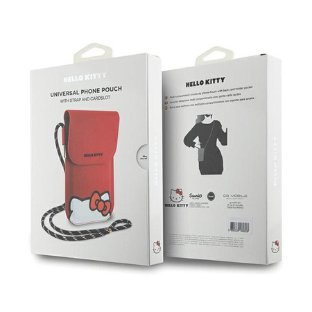 Hello Kitty Leather Hiding Kitty Cord - Torebka na telefon (czerwony)