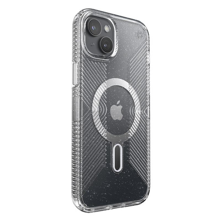Speck Presidio Lux Grip ClickLock & Magsafe - Etui iPhone 15 Plus (Clear / Chrome Finish / Serene Silver)