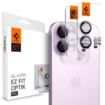 Spigen Optik Pro GLAS.TR EZ Fit Camera Protector 2-Pack - Szkło ochronne na obiektyw do iPhone 16 / 16 Plus / 17 (2 szt) (Purple)