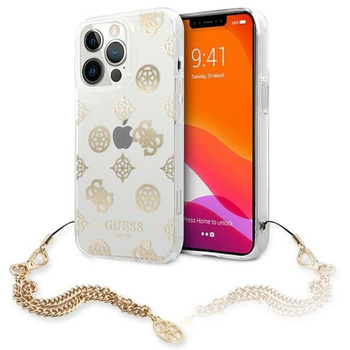 Guess Peony Chain Handle - Etui iPhone 13 Pro (złoty)