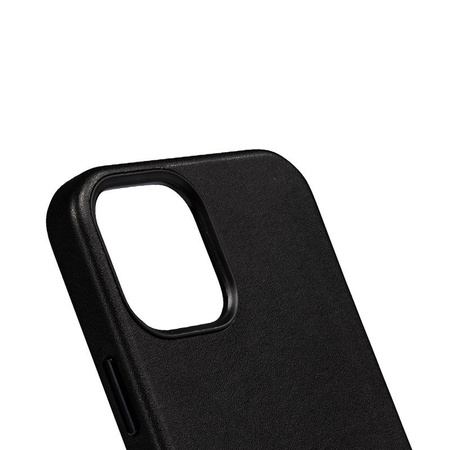 Crong Essential Cover Magnetic - Etui ze skóry iPhone 12 / iPhone 12 Pro MagSafe (czarny)