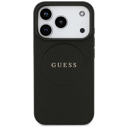 Guess Grained Ring MagSafe - Etui iPhone 17 Pro (czarny)