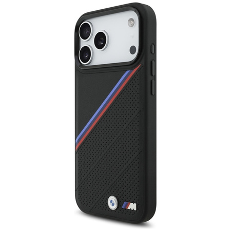 BMW M Tricolor Metal Logo MagSafe - Etui iPhone 17 Pro Max (czarny)