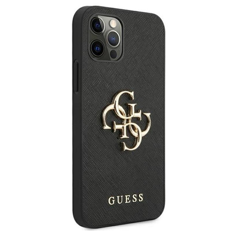 Guess Saffiano 4G Big Metal Logo - Etui iPhone 12 Pro Max (czarny)