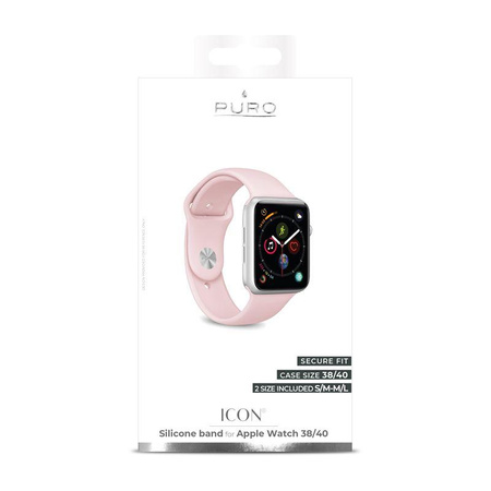 PURO ICON - Elastyczny pasek sportowy do Apple Watch 38/40/41 mm (S/M & M/L) (piaskowy róż)