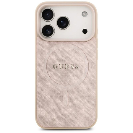 Guess Saffiano Classic Logo MagSafe - Etui iPhone 17 Pro (różowy)
