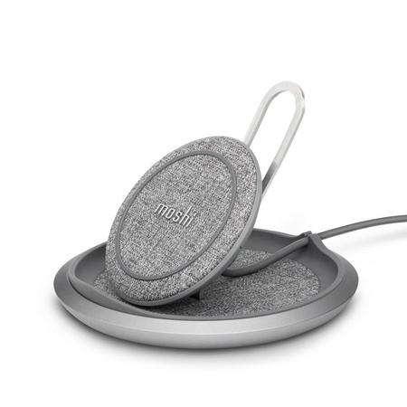 Moshi Lounge Q Wireless Charging Stand – Bezprzewodowa ładowarka indukcyjna Qi do iPhone i Android 15W (Nordic Gray)