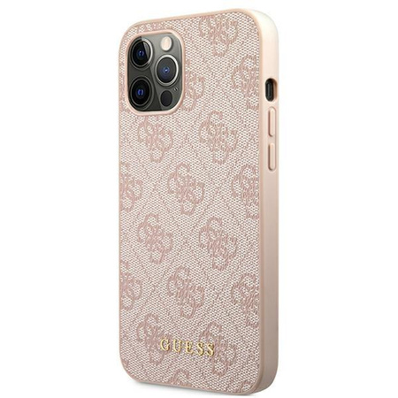Guess 4G Metal Gold Logo – Etui iPhone 12 / iPhone 12 Pro (różowy)