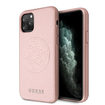 Guess Saffiano 4G Circle Logo - Etui iPhone 11 Pro Max (różowy)