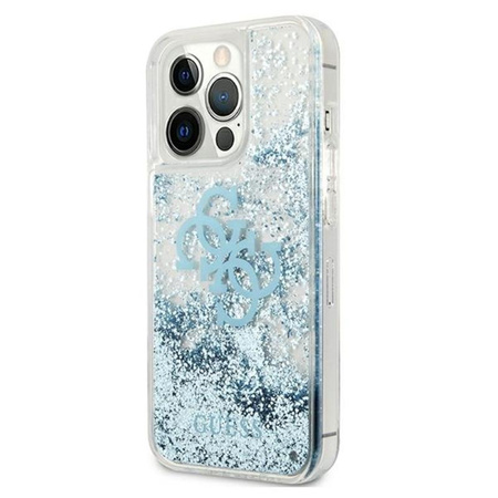 Guess Liquid Glitter 4G Big Logo - Etui iPhone 13 Pro Max (niebieski)