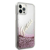 Guess Glitter Vintage Script - Etui iPhone 12 Pro Max (różowy)