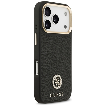 Guess Grained Strass Logo MagSafe - Etui iPhone 17 Pro (czarny)