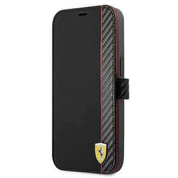 Ferrari Booktype On Track Carbon Stripe - Etui iPhone 13 mini (czarny)