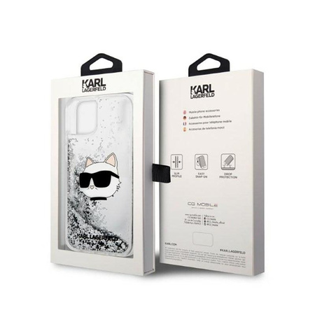 Karl Lagerfeld Liquid Glitter NFT Choupette Head - Etui iPhone 14 (srebrny)