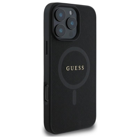 Guess Saffiano Classic Logo MagSafe - Etui iPhone 16 Pro Max (czarny)