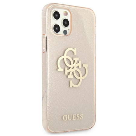 Guess Glitter 4G Big Logo - Etui iPhone 12 / iPhone 12 Pro (złoty)