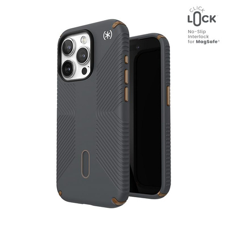 Speck Presidio2 Grip ClickLock & MagSafe - Etui iPhone 15 Pro (Charcoal Grey/Cool Bronze)