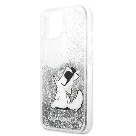 Karl Lagerfeld Liquid Glitter Choupette Fun - Etui iPhone 13 mini (srebrny)