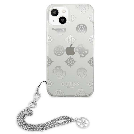 Guess Peony Chain Handle - Etui iPhone 13 mini (srebrny)