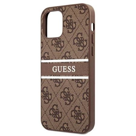 Guess 4G Printed Stripe Etui iPhone 12 / iPhone 12 Pro (brązowy)