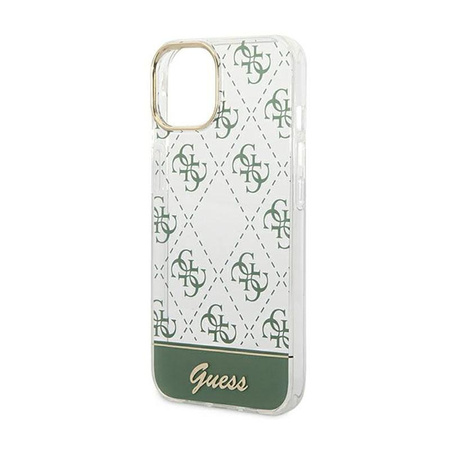 Guess 4G Stripe Script Logo Electroplated Pattern – Etui iPhone 14 Plus (khaki)