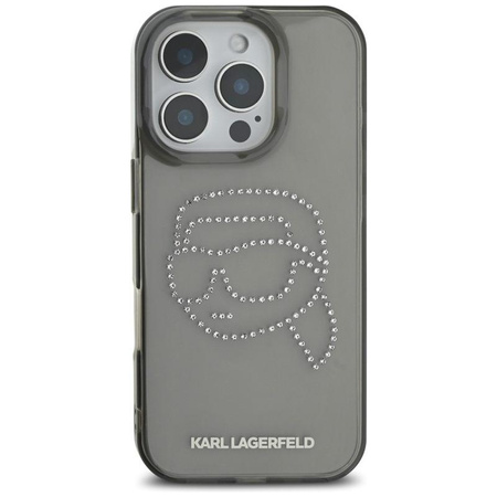 Karl Lagerfeld IML Rhinestones Karl Head - Etui do iPhone 16 Pro (czarny)