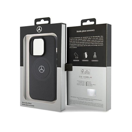 Mercedes Crossed Lines Pattern Leather MagSafe - Etui iPhone 15 Pro Max (czarny)
