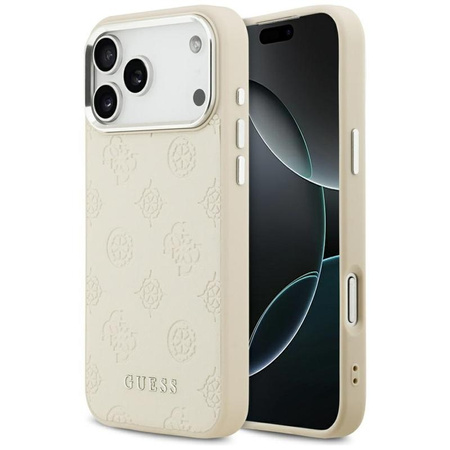 Guess Peony Hot Stamp Script MagSafe - Etui iPhone 17 Pro Max (beżowy)