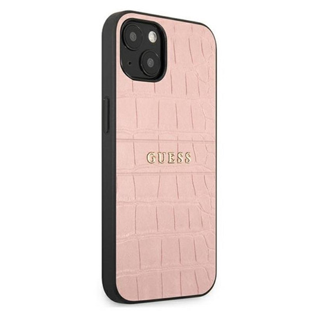 Guess Croco Stamp Lines - Etui iPhone 13 mini (różowy)