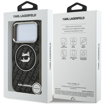 Karl Lagerfeld IML Choupette Head Logo MagSafe - Etui iPhone 17 Pro Max (czarny)