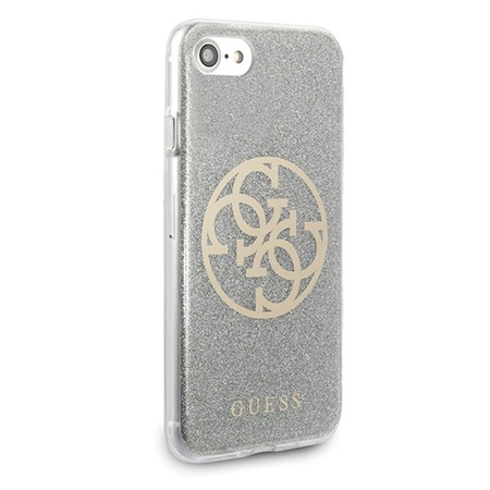 Guess Circle Glitter 4G - Etui iPhone SE 2020 / 8 / 7 (Light Grey)