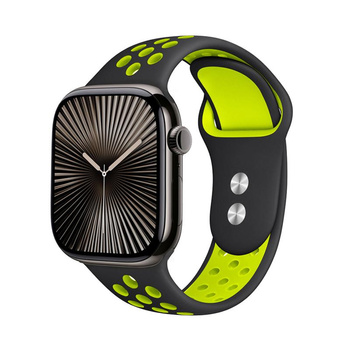 Crong Duo Sport - Pasek do Apple Watch 38/40/41/42 mm (czarny/limonkowy)