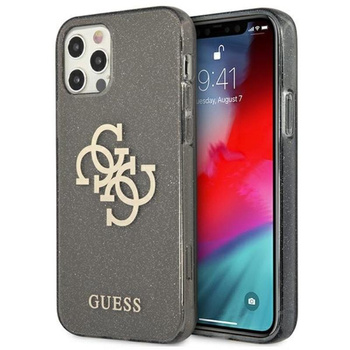 Guess Glitter 4G Big Logo - Etui iPhone 12 / iPhone 12 Pro (czarny)