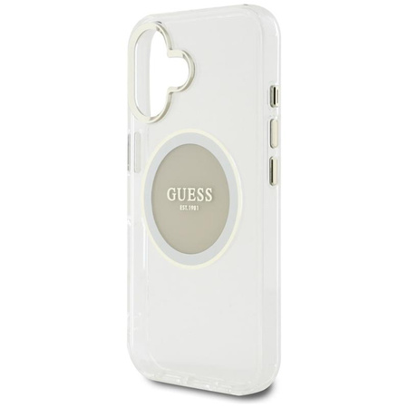 Guess IML Metal Colored Circle Classic Logo MagSafe - Etui do iPhone 16 (szary)