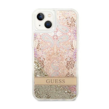 Guess Liquid Glitter Paisley - Etui iPhone 14 (złoty)