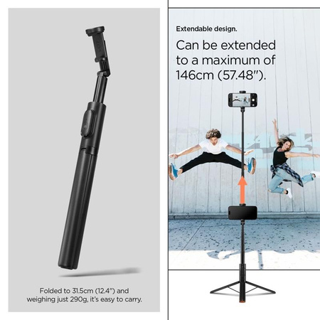 Spigen S541W Bluetooth Selfie Stick Tripod - Statyw na smartfon / uchwyt selfie stick (Black)