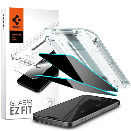 Spigen GLAS.TR EZ FIT Privacy - Szkło hartowane z filtrem prywatyzującym do iPhone 15 Pro 2 szt