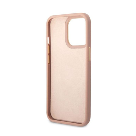 Guess Peony Logo Plate MagSafe - Etui iPhone 13 Pro (różowy)